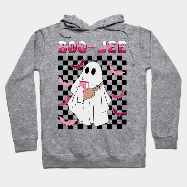 Spooky Season Cute Ghost Halloween Costume Boujee Boo-Jee Hoodie by JennyArtist